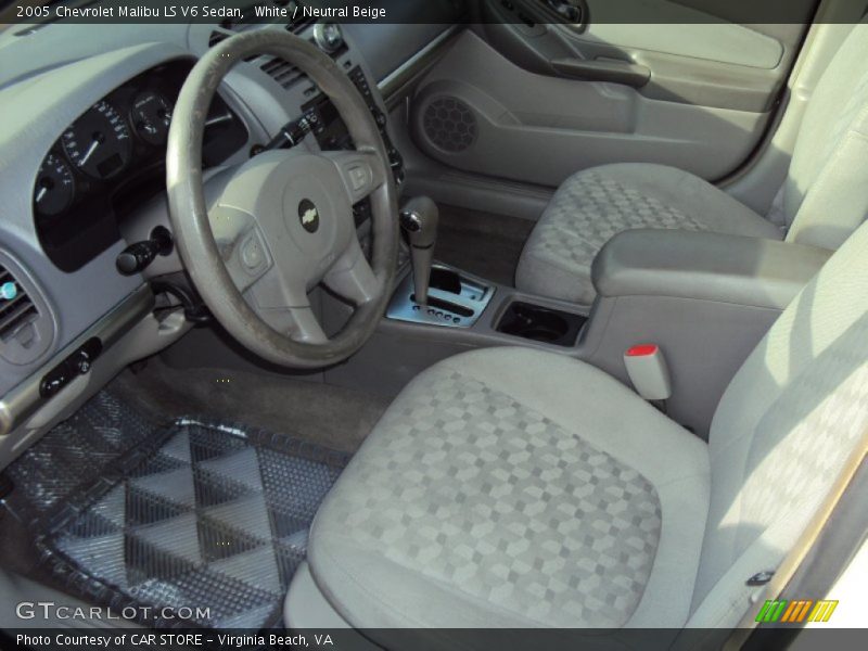 White / Neutral Beige 2005 Chevrolet Malibu LS V6 Sedan