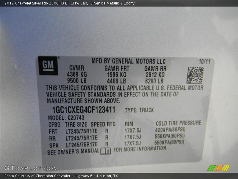 Silver Ice Metallic / Ebony 2012 Chevrolet Silverado 2500HD LT Crew Cab