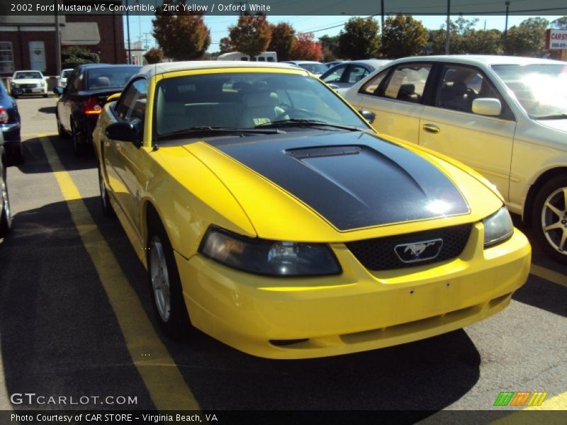 Zinc Yellow / Oxford White 2002 Ford Mustang V6 Convertible