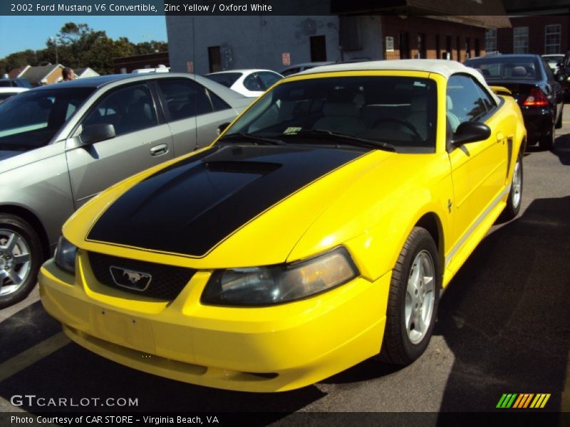 Zinc Yellow / Oxford White 2002 Ford Mustang V6 Convertible