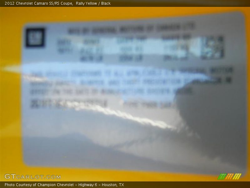 Rally Yellow / Black 2012 Chevrolet Camaro SS/RS Coupe