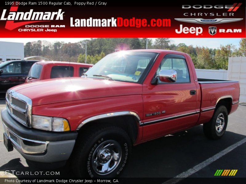 Poppy Red / Gray 1995 Dodge Ram 1500 Regular Cab