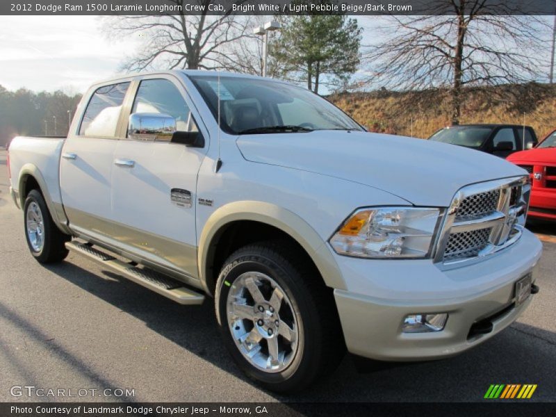 Bright White / Light Pebble Beige/Bark Brown 2012 Dodge Ram 1500 Laramie Longhorn Crew Cab