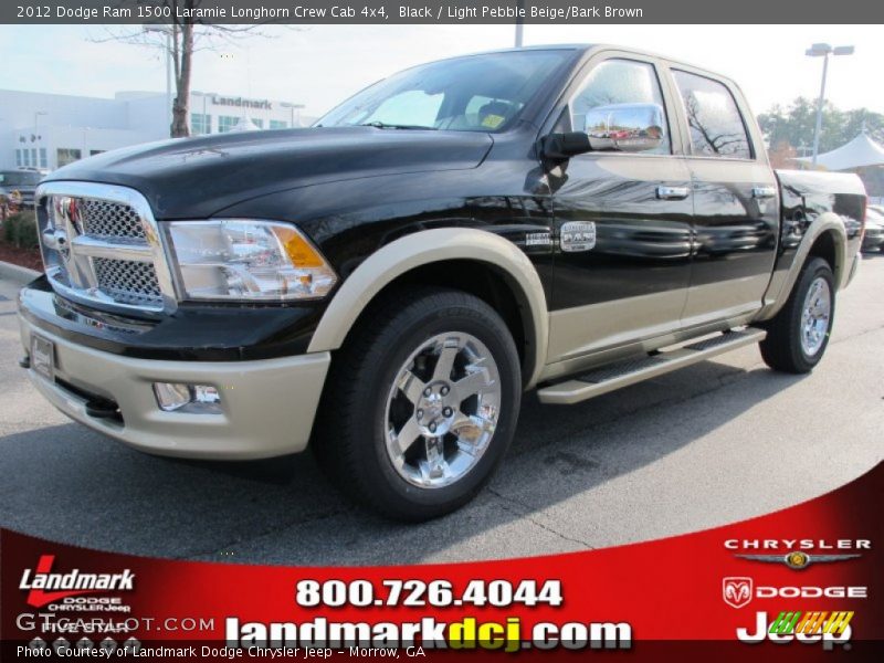 Black / Light Pebble Beige/Bark Brown 2012 Dodge Ram 1500 Laramie Longhorn Crew Cab 4x4