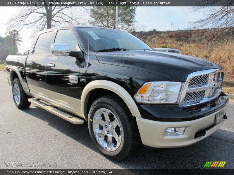 Black / Light Pebble Beige/Bark Brown 2012 Dodge Ram 1500 Laramie Longhorn Crew Cab 4x4