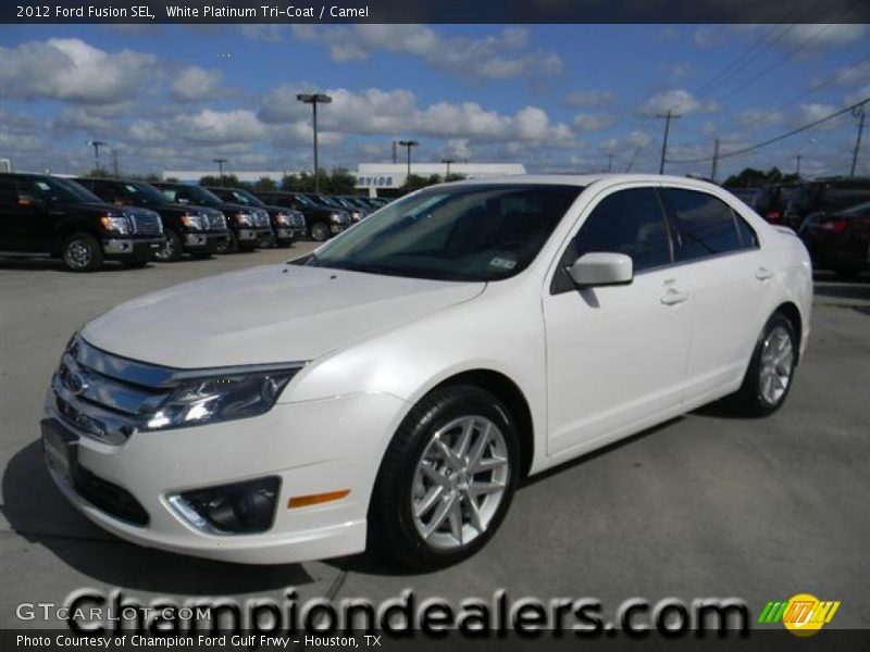 White Platinum Tri-Coat / Camel 2012 Ford Fusion SEL