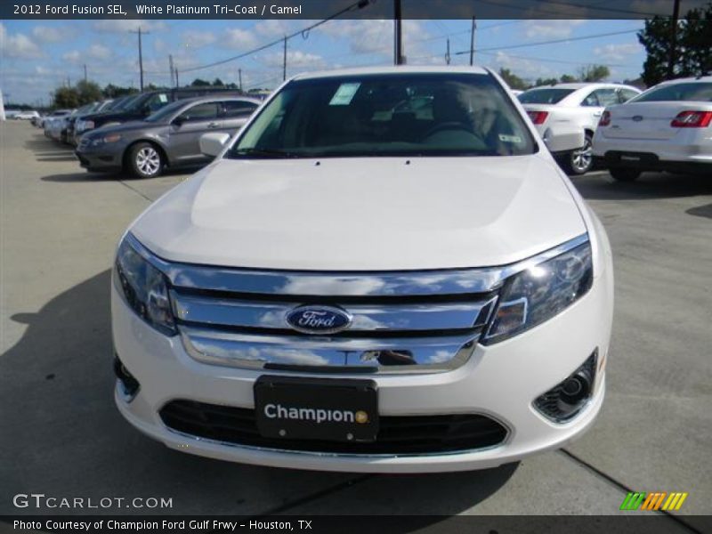 White Platinum Tri-Coat / Camel 2012 Ford Fusion SEL