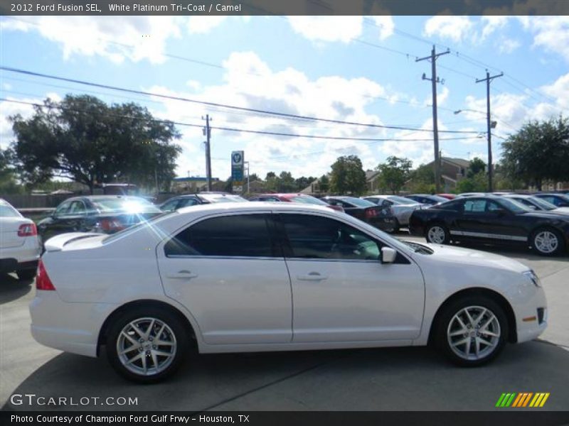 White Platinum Tri-Coat / Camel 2012 Ford Fusion SEL