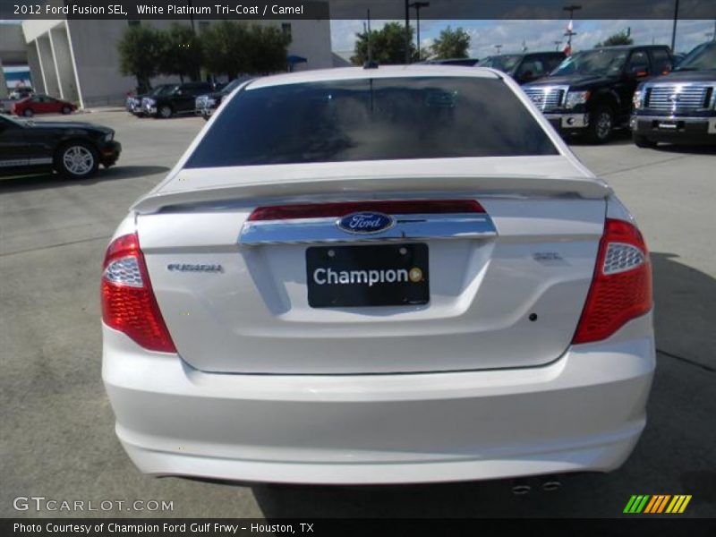 White Platinum Tri-Coat / Camel 2012 Ford Fusion SEL