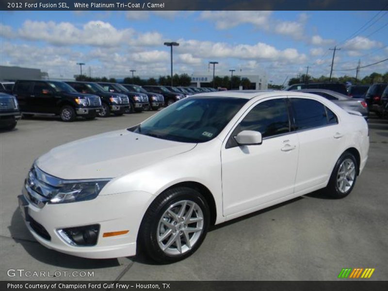 White Platinum Tri-Coat / Camel 2012 Ford Fusion SEL