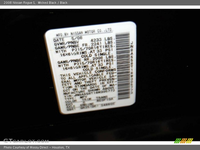 Wicked Black / Black 2008 Nissan Rogue S