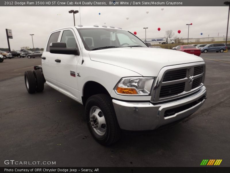 Bright White / Dark Slate/Medium Graystone 2012 Dodge Ram 3500 HD ST Crew Cab 4x4 Dually Chassis