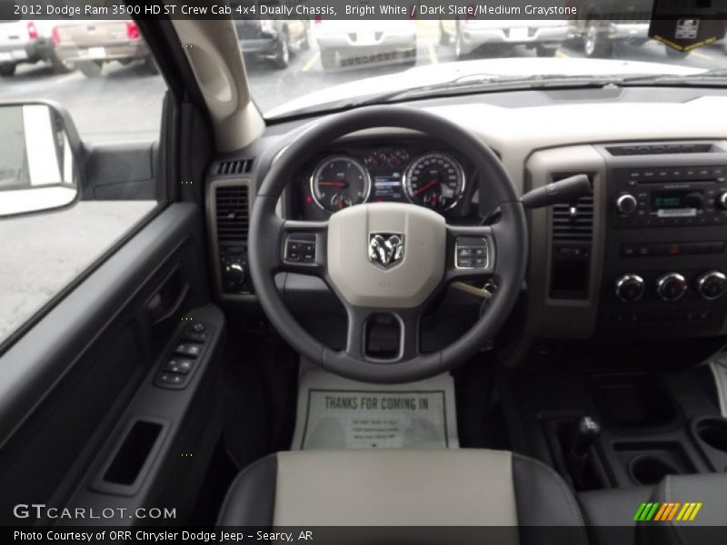 Bright White / Dark Slate/Medium Graystone 2012 Dodge Ram 3500 HD ST Crew Cab 4x4 Dually Chassis