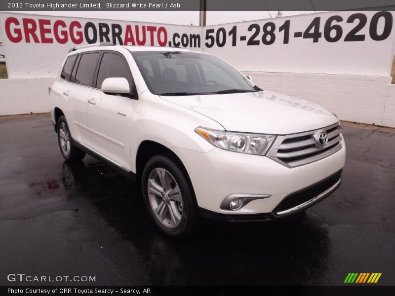 Blizzard White Pearl / Ash 2012 Toyota Highlander Limited