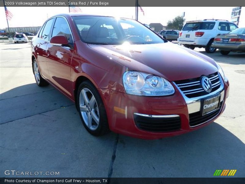 Salsa Red / Pure Beige 2009 Volkswagen Jetta TDI Sedan