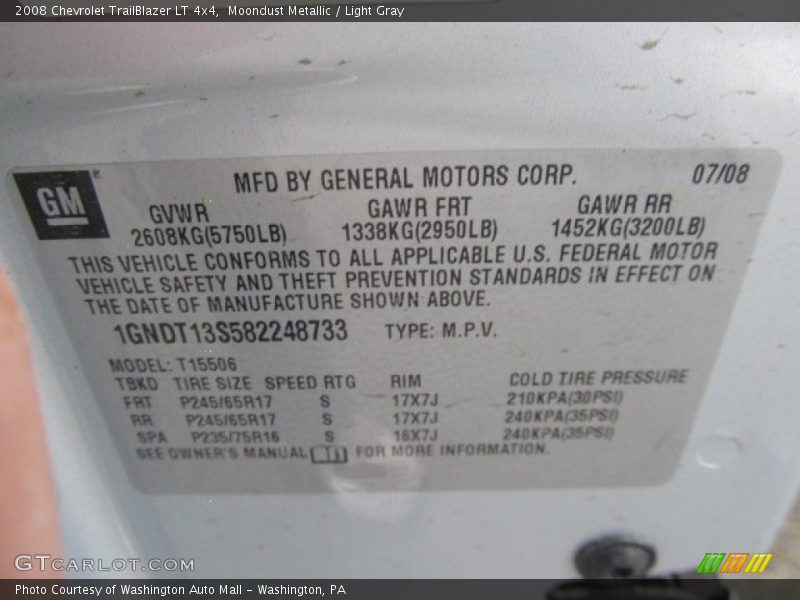 Moondust Metallic / Light Gray 2008 Chevrolet TrailBlazer LT 4x4