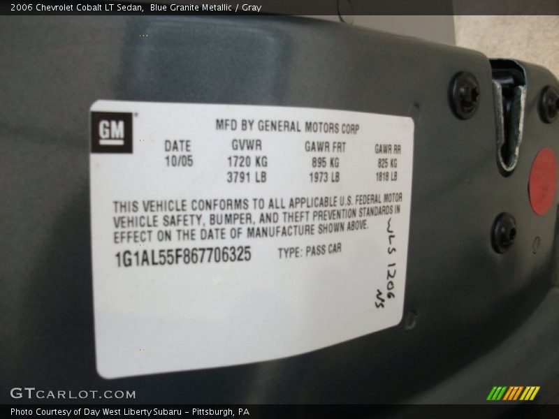 Blue Granite Metallic / Gray 2006 Chevrolet Cobalt LT Sedan