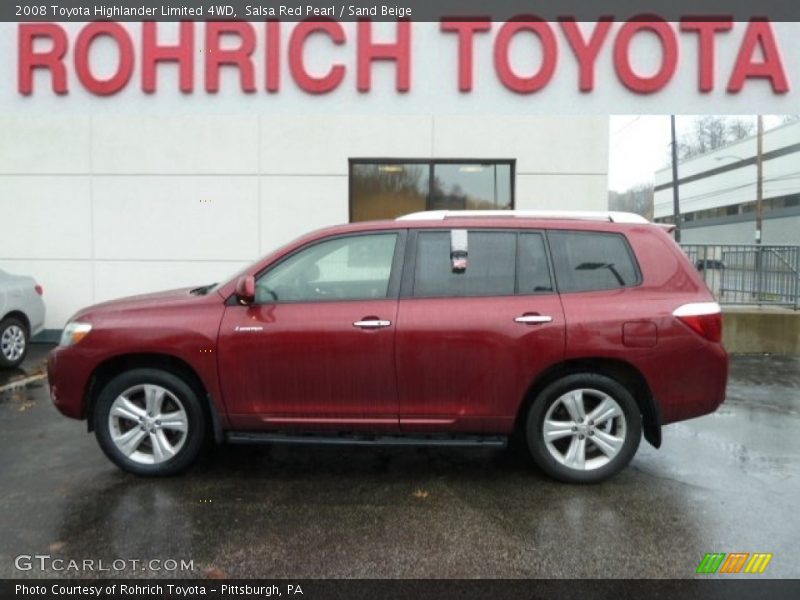 Salsa Red Pearl / Sand Beige 2008 Toyota Highlander Limited 4WD
