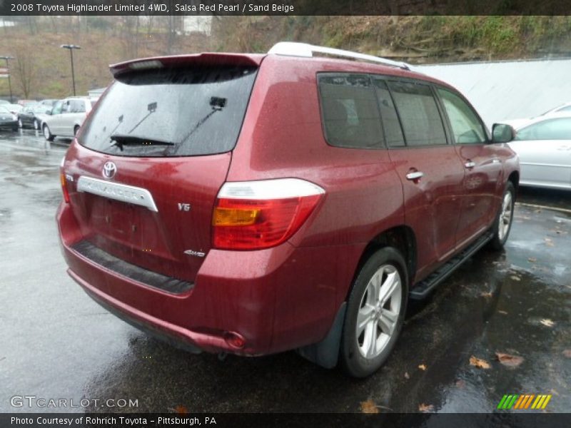 Salsa Red Pearl / Sand Beige 2008 Toyota Highlander Limited 4WD