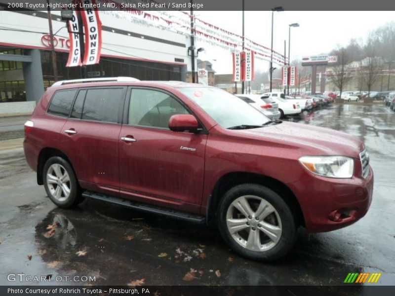 Salsa Red Pearl / Sand Beige 2008 Toyota Highlander Limited 4WD
