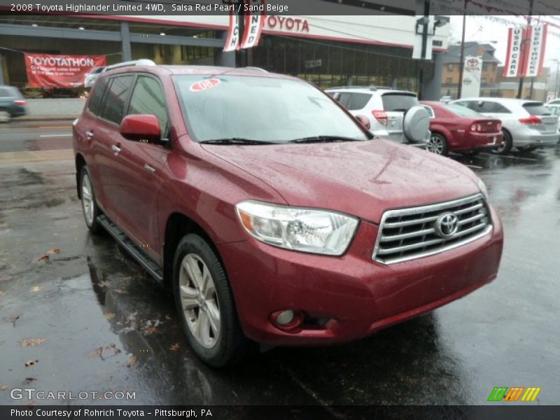 Salsa Red Pearl / Sand Beige 2008 Toyota Highlander Limited 4WD