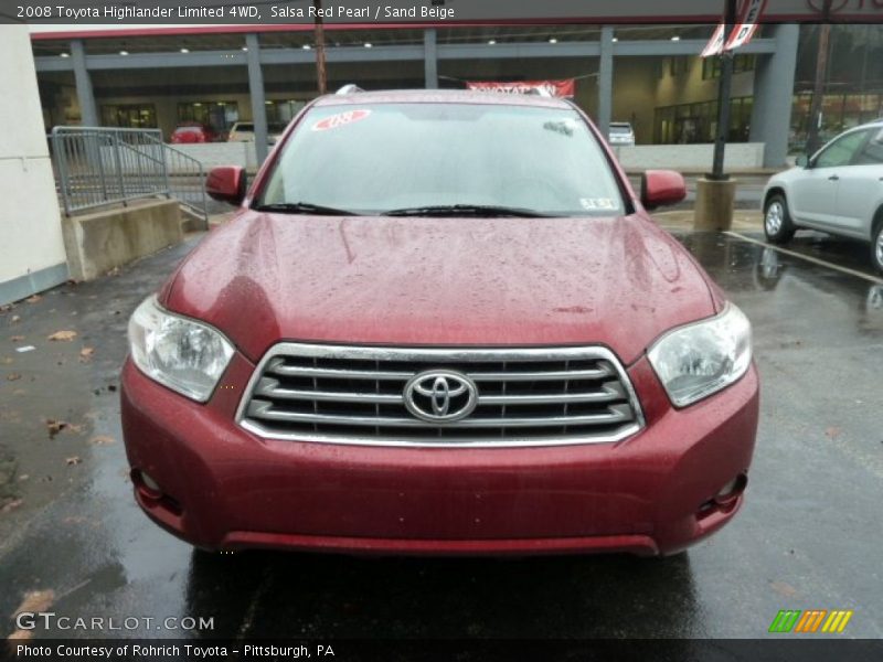Salsa Red Pearl / Sand Beige 2008 Toyota Highlander Limited 4WD