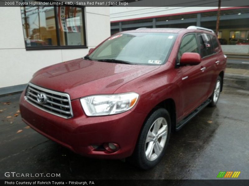 Salsa Red Pearl / Sand Beige 2008 Toyota Highlander Limited 4WD