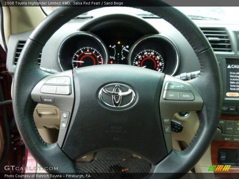 Salsa Red Pearl / Sand Beige 2008 Toyota Highlander Limited 4WD