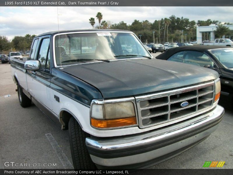 Dark Tourmaline Pearl / Gray 1995 Ford F150 XLT Extended Cab