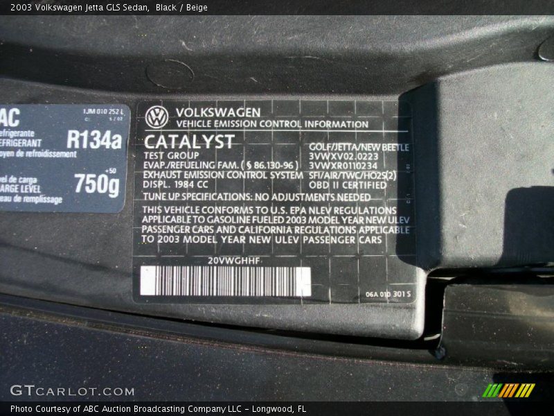 Black / Beige 2003 Volkswagen Jetta GLS Sedan