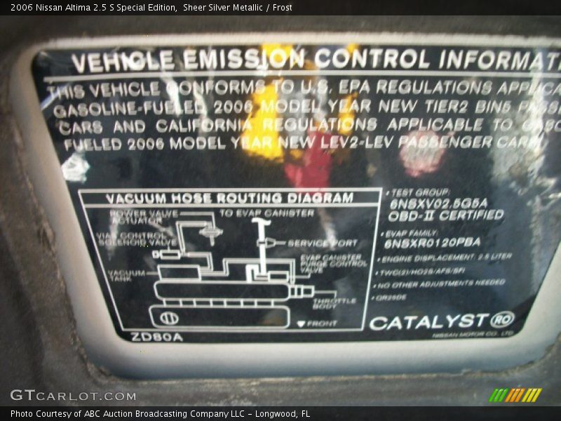 Sheer Silver Metallic / Frost 2006 Nissan Altima 2.5 S Special Edition