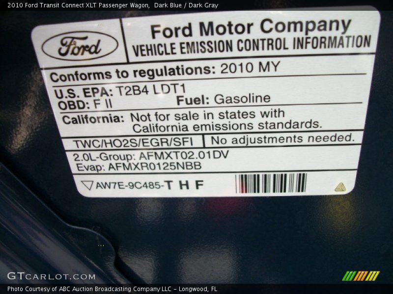 Dark Blue / Dark Gray 2010 Ford Transit Connect XLT Passenger Wagon