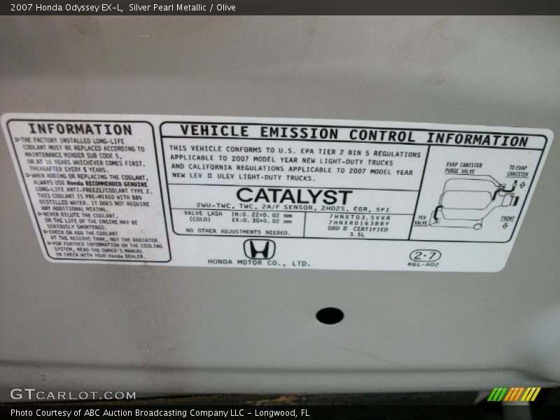 Silver Pearl Metallic / Olive 2007 Honda Odyssey EX-L