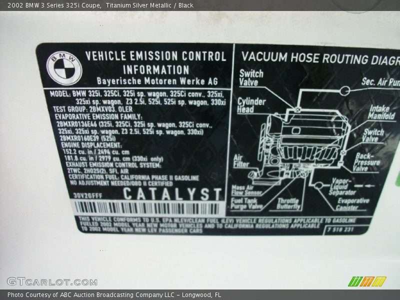 Titanium Silver Metallic / Black 2002 BMW 3 Series 325i Coupe