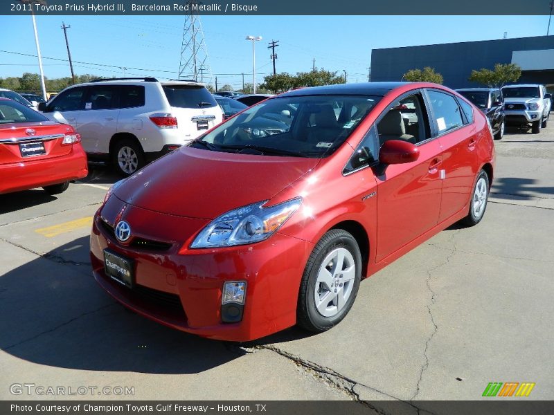 Barcelona Red Metallic / Bisque 2011 Toyota Prius Hybrid III