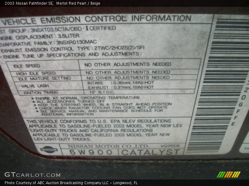 Merlot Red Pearl / Beige 2003 Nissan Pathfinder SE