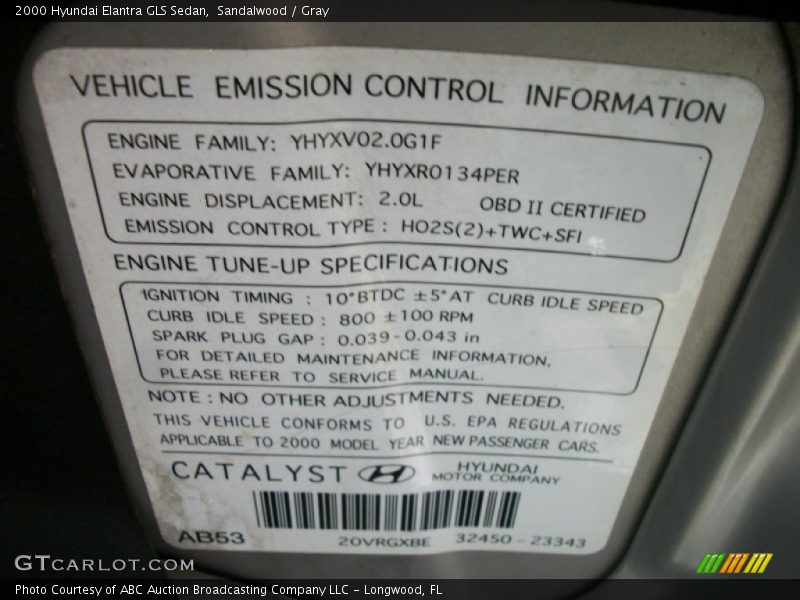 Sandalwood / Gray 2000 Hyundai Elantra GLS Sedan