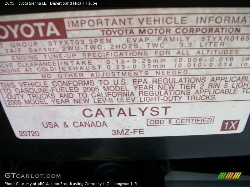 Desert Sand Mica / Taupe 2005 Toyota Sienna LE