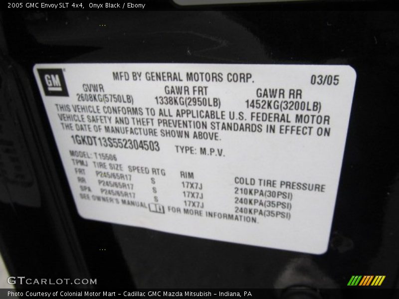 Onyx Black / Ebony 2005 GMC Envoy SLT 4x4