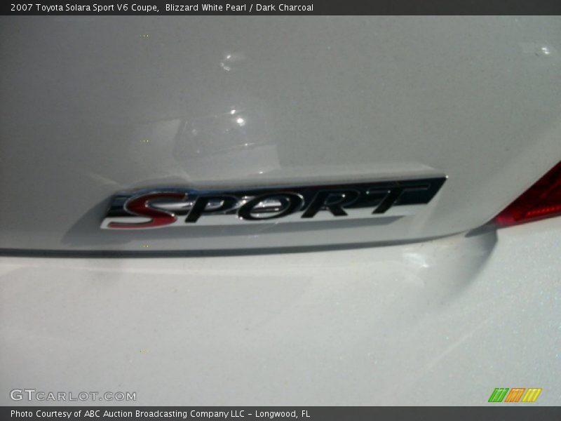 Blizzard White Pearl / Dark Charcoal 2007 Toyota Solara Sport V6 Coupe