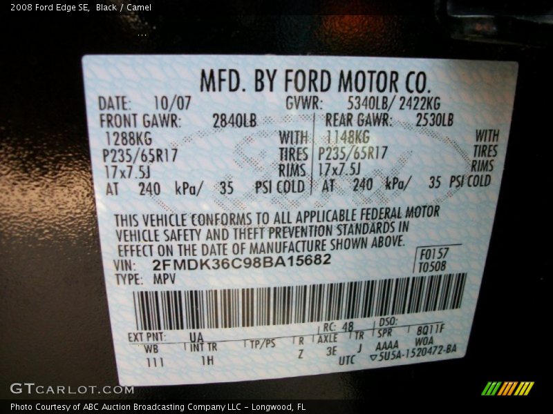 Black / Camel 2008 Ford Edge SE
