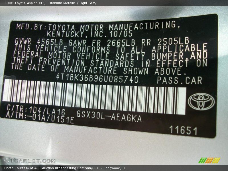 Titanium Metallic / Light Gray 2006 Toyota Avalon XLS