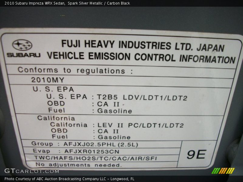 Spark Silver Metallic / Carbon Black 2010 Subaru Impreza WRX Sedan