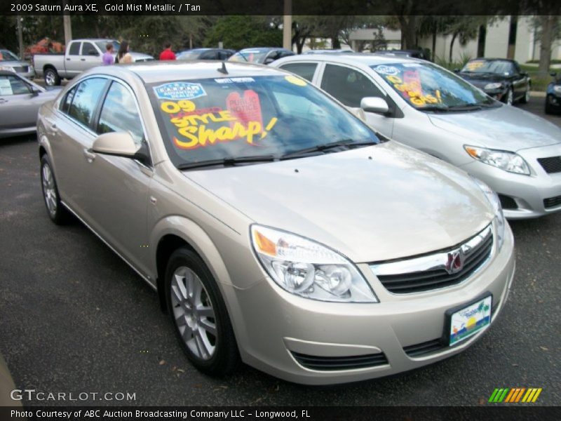 Gold Mist Metallic / Tan 2009 Saturn Aura XE