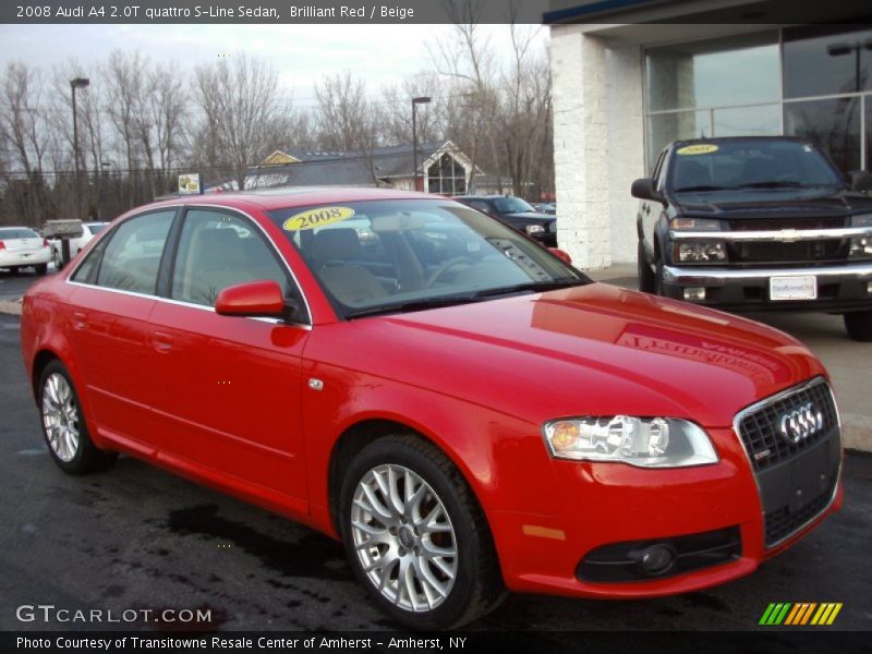 Brilliant Red / Beige 2008 Audi A4 2.0T quattro S-Line Sedan