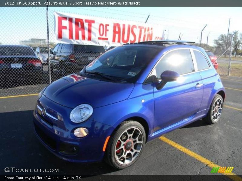 Azzurro (Blue) / Sport Tessuto Nero/Nero (Black/Black) 2012 Fiat 500 Sport