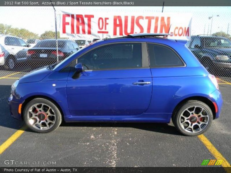 Azzurro (Blue) / Sport Tessuto Nero/Nero (Black/Black) 2012 Fiat 500 Sport