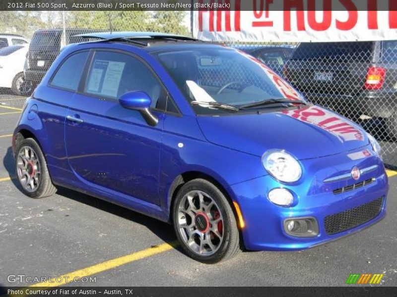 Azzurro (Blue) / Sport Tessuto Nero/Nero (Black/Black) 2012 Fiat 500 Sport