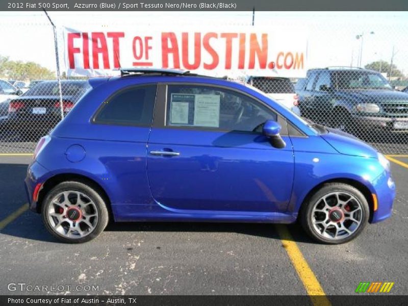 Azzurro (Blue) / Sport Tessuto Nero/Nero (Black/Black) 2012 Fiat 500 Sport