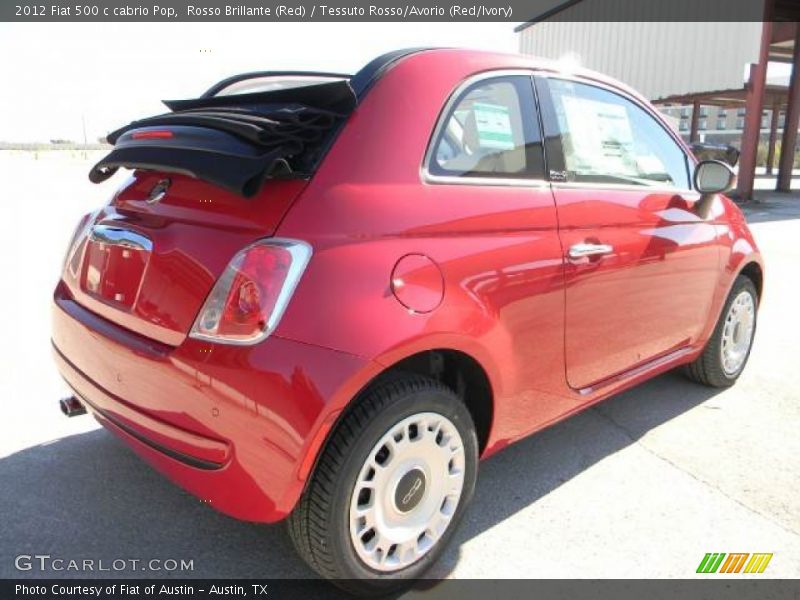 Rosso Brillante (Red) / Tessuto Rosso/Avorio (Red/Ivory) 2012 Fiat 500 c cabrio Pop